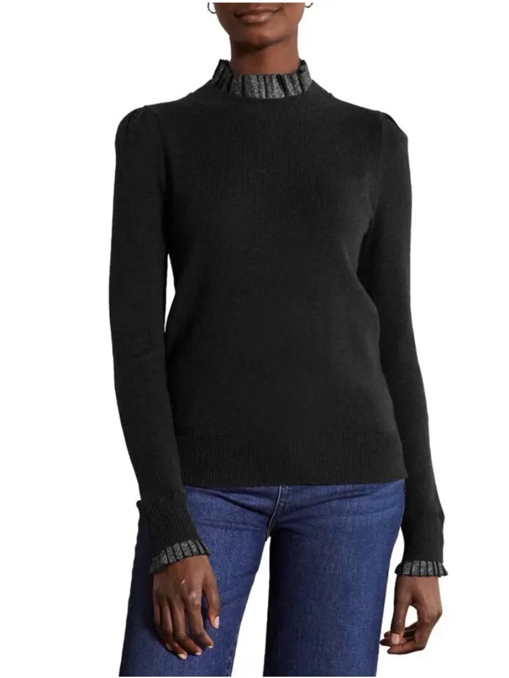 Boden Felicity Metallic Ruffle Trim Sweater